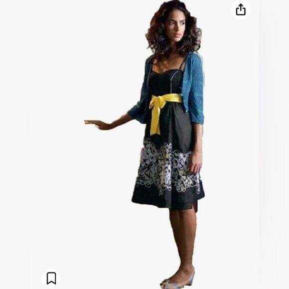 Floreat Anthropologie Step-by-Step Dress Silk Blend Embroidery Floral Sundress - Picture 1 of 7